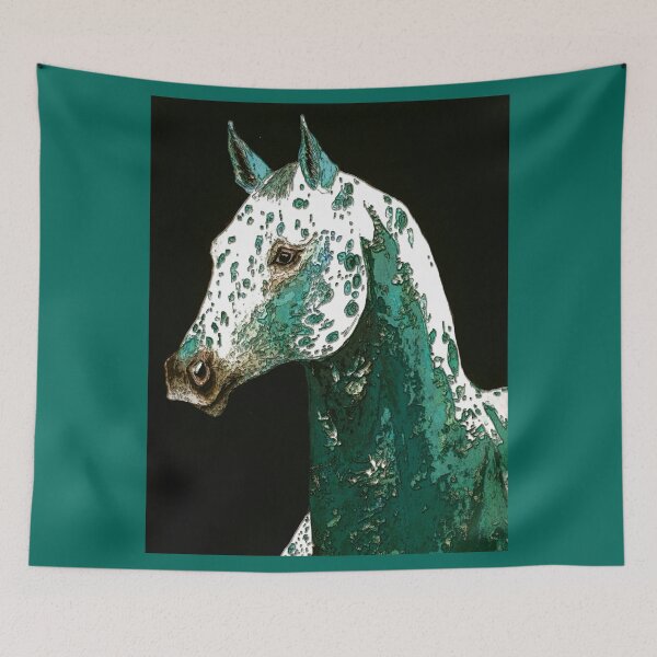 Item preview, Turquoise appaloosa horse portrait painting designed and sold by horseaddicted.