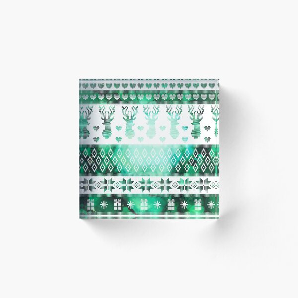 Aperçu de l'œuvre Modèle de chandail vert Holiday Fair Isle créée et vendue par puddleandink.
