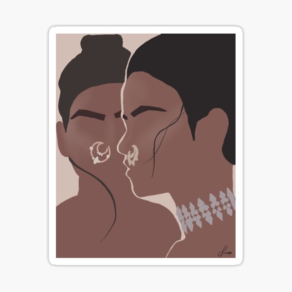 Two brown beauties with Indian jewelry desi style Sticker