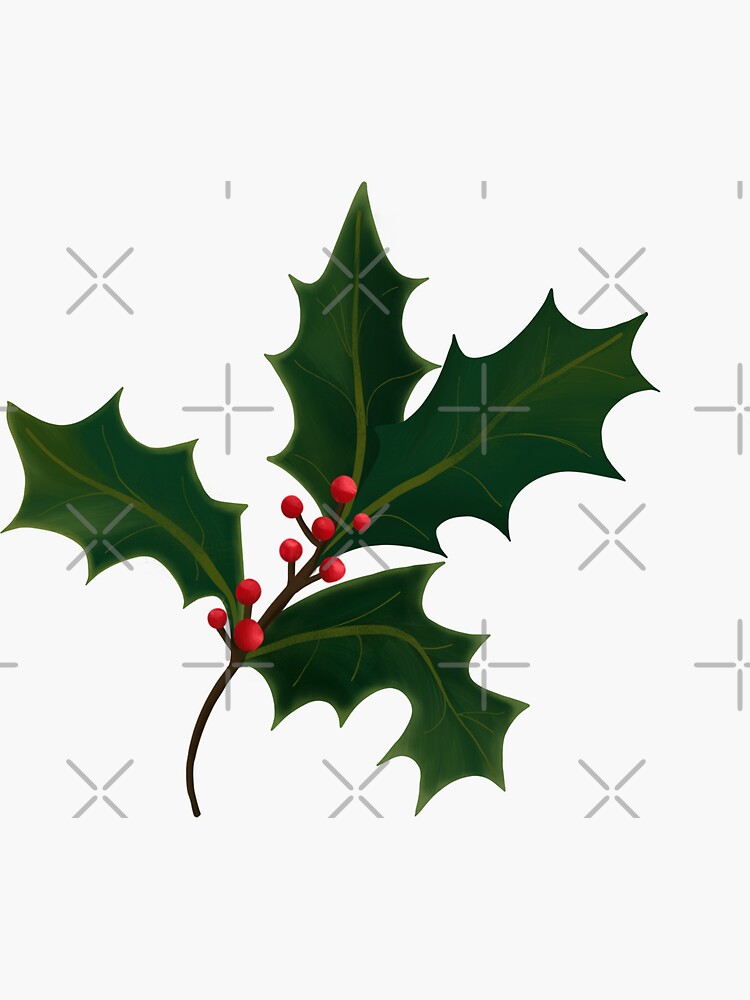 Christmas Holly Branch by KatLangeDesign