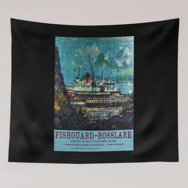 Item preview, retro classic Fishguard Rosslare poster designed and sold by CorasPosters.