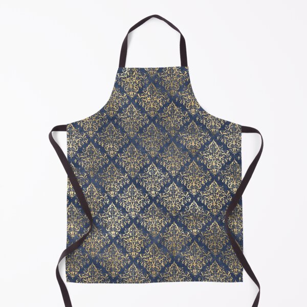 Item preview, A very ornate gold damask on a blue background design designed and sold by AnnieHochmann.