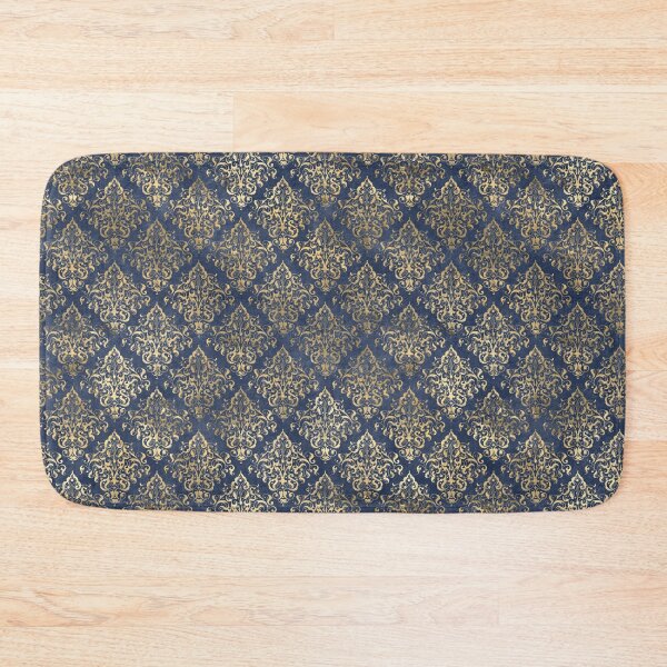 Item preview, A very ornate gold damask on a blue background design designed and sold by AnnieHochmann.