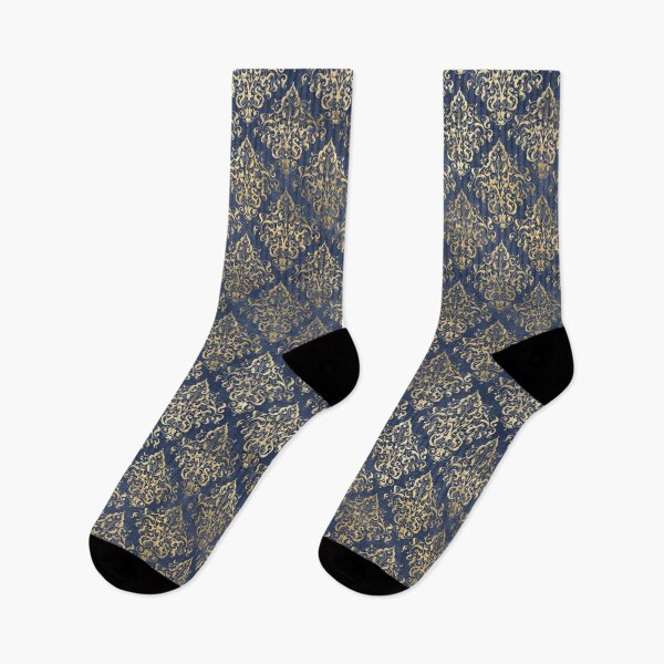 Item preview, A very ornate gold damask on a blue background design designed and sold by AnnieHochmann.