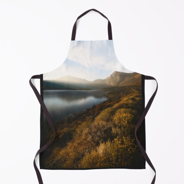Item preview, Golden Scrubland, Lake, Mountains and Sky designed and sold by The Mysterious Domain Alyne Whiteswan Fine Art Prints and Merch.