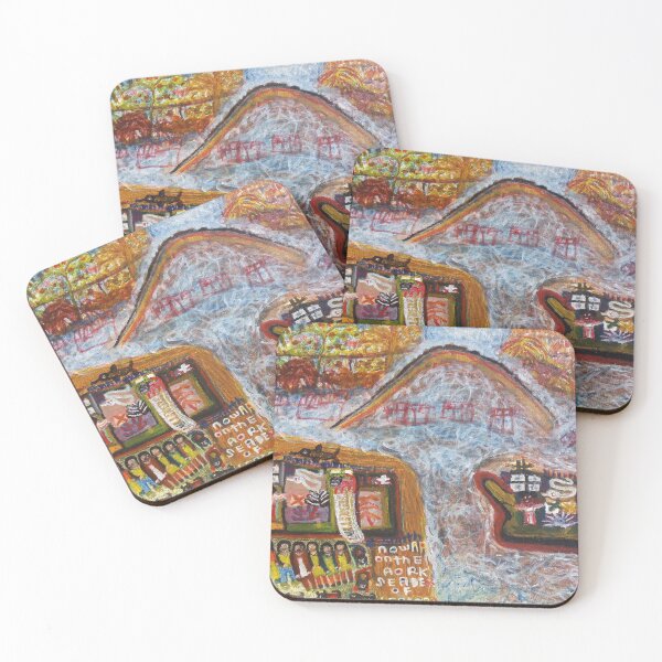 "NOWAA ON THE AORK" Coasters (Set of 4)
