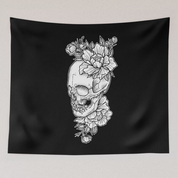 Item preview, Skull and Peony Flowers designed and sold by SevenRelics.
