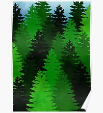 green pine trees pattern Poster
