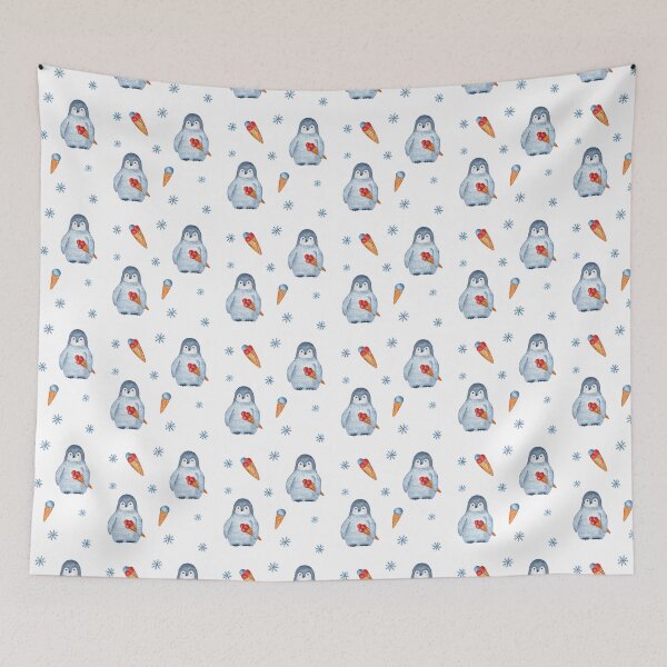Item preview, Small penguin and ice cream (on white) designed and sold by Flowersforbear.