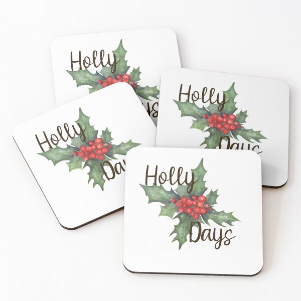 Item preview, Holly Days Acuarela Arte de Navidad designed and sold by paintingbetween.
