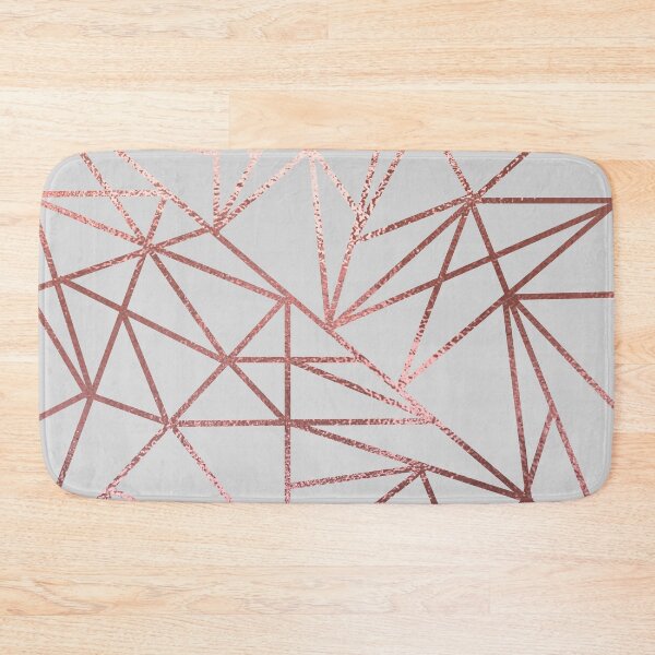 Item preview, Rosegold Metallic on Grey Geometric Pattern designed and sold by TrendyArtPrints.