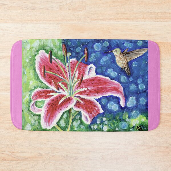 Item preview, Stargazer Lily and Hummingbird Painting designed and sold by Art by Kirsten Sneath.