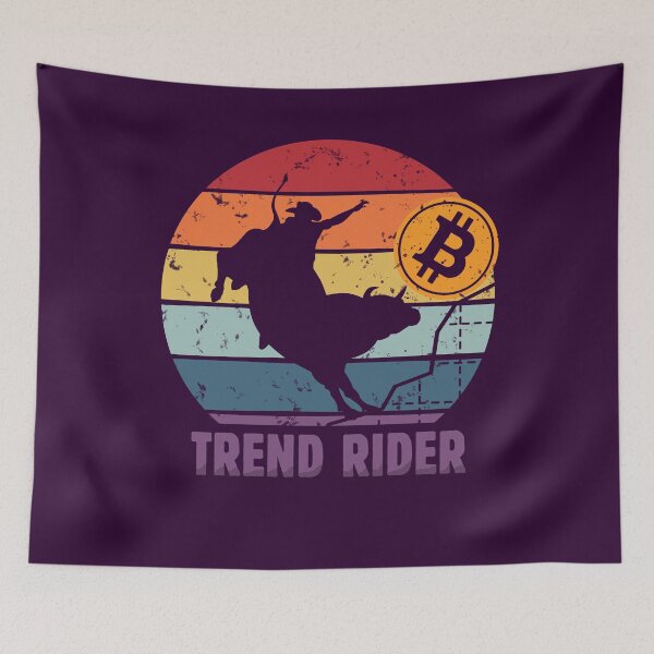 Item preview, Bitcoin Bullish Trend Rider - BTC Crypto Bull Trend Vintage Art Design - Best Gift for Bitcoin Crypto Trader or Holder or Investor or Miner- Funny Bitcoin Crypto Art Apparel designed and sold by WG-Factory.