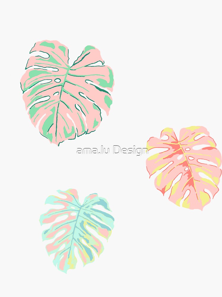 Thumbnail 3 of 3, Sticker, Monstera Leaves designed and sold by Vanusa Schorn.