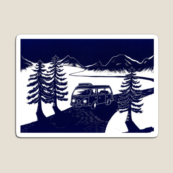 Camper Van Linocut Magnet