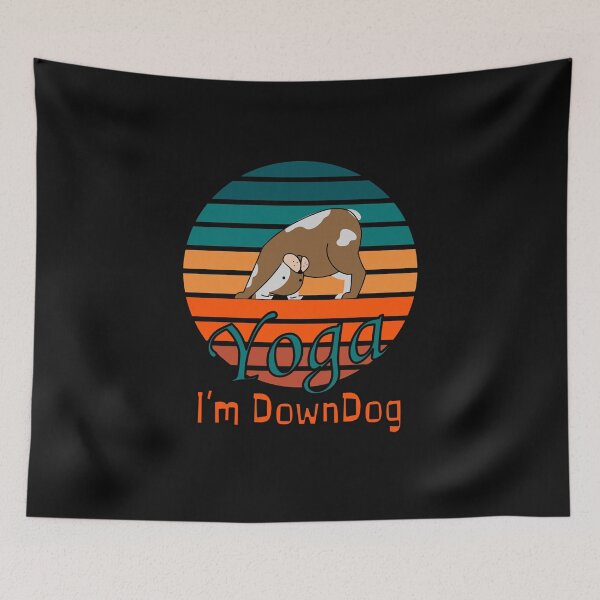 Item preview, Yoga DownDog Essential Funny Sports Classic Sticker And Shirt Design designed and sold by Glike.