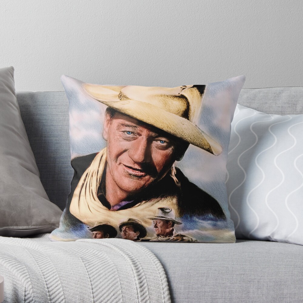 John Wayne 2 Throw Pillow For Sale By Arfineart Redbubble