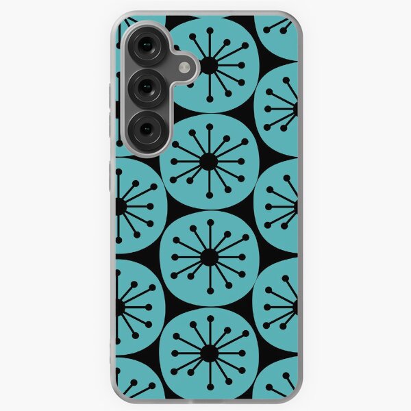 Item preview, Atomic Dots Retro Midcentury Modern Pattern in Turquoise and Black designed and sold by kierkegaard.