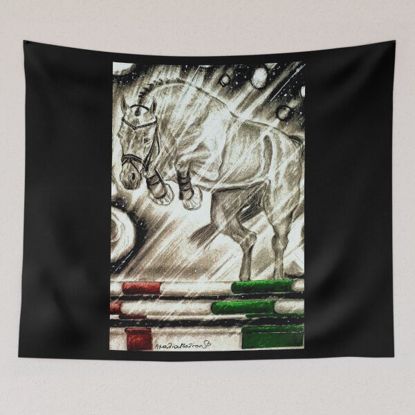 Item preview, Free jumping warmblood horse drawing designed and sold by horseaddicted.
