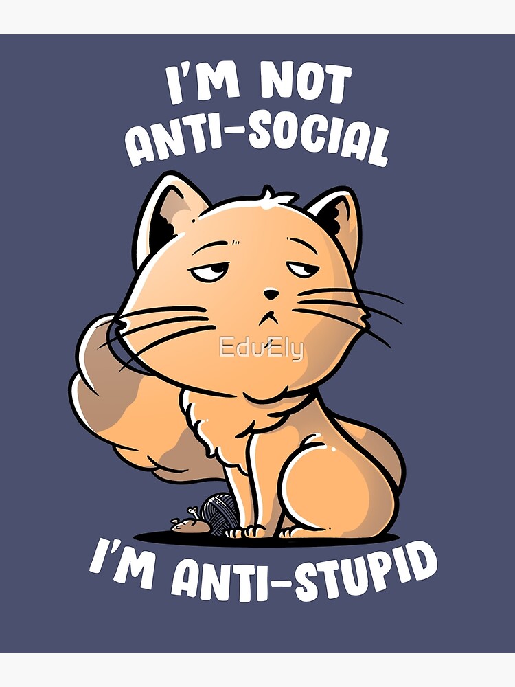 Funny Cat - I'm Not Antisocial, I'm Anti-stupid - Cats Lover Kids