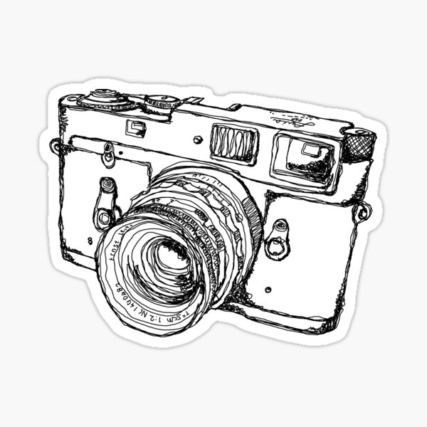 Rangefinder Style Camera Drawing Sticker