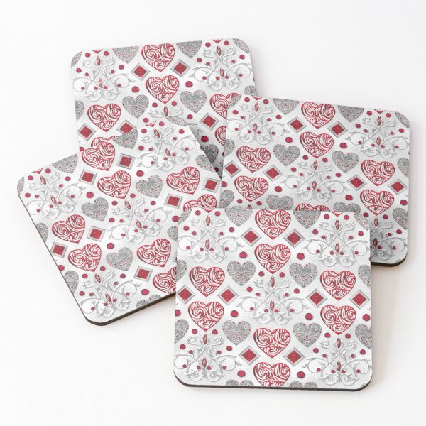 Item preview, Valentine Watercolor Red & Silver Hearts designed and sold by ReesDesigns.