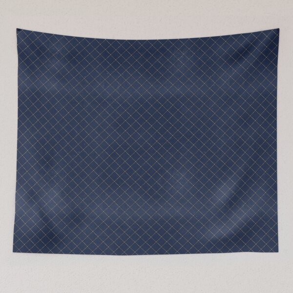 Item preview, A criss cross, gold fence on a blue background design designed and sold by AnnieHochmann.
