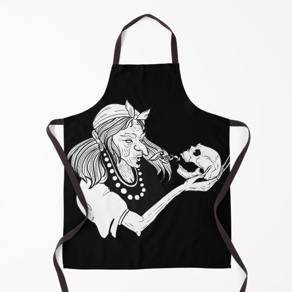 Item preview, Baba Yaga blowing life into a skull (black background) designed and sold by Sleepy-Witch.