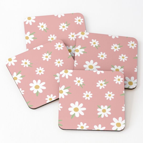 Item preview, Daisies on Light Red / Coral / Blush Pink designed and sold by DesignByJennyyy.