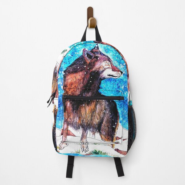 Item preview, Wolf enjoying snow watercolor and ink painting designed and sold by horseaddicted.