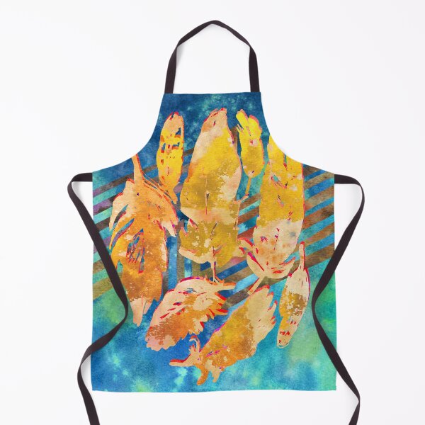 Item preview, Boho Feathers Art Print | Fall Home Decor Watercolor in Gold Blue Teal designed and sold by AndreaHelmArt.