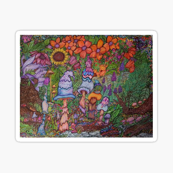 "The Magic Garden", Original Ink Illustration Sticker