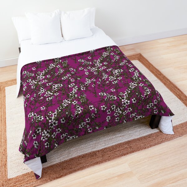 The Valley - Manuka bush on magenta Comforter