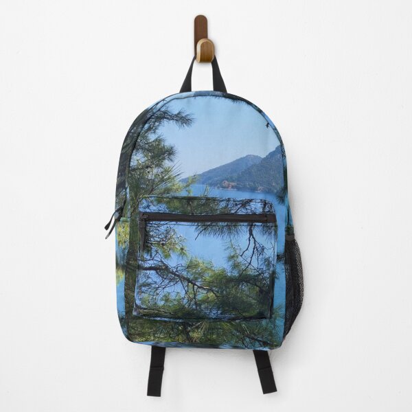 Item preview, Mediterranean sea view through pine trees designed and sold by yumistudios.