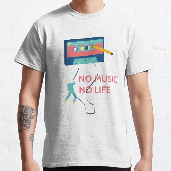 No music No life retro vintage art Classic T-Shirt