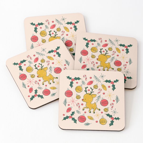 Item preview, Midcentury Rudolph with Holly and Christmas Ornaments designed and sold by carabara.