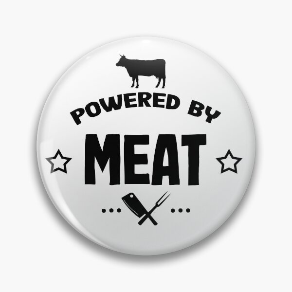 Item preview, Powered by meat black and white designed and sold by PurrfectCorner.
