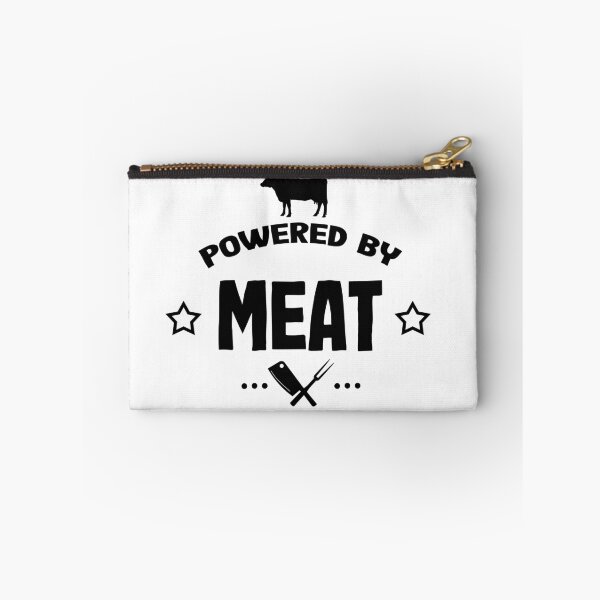 Item preview, Powered by meat black and white designed and sold by PurrfectCorner.