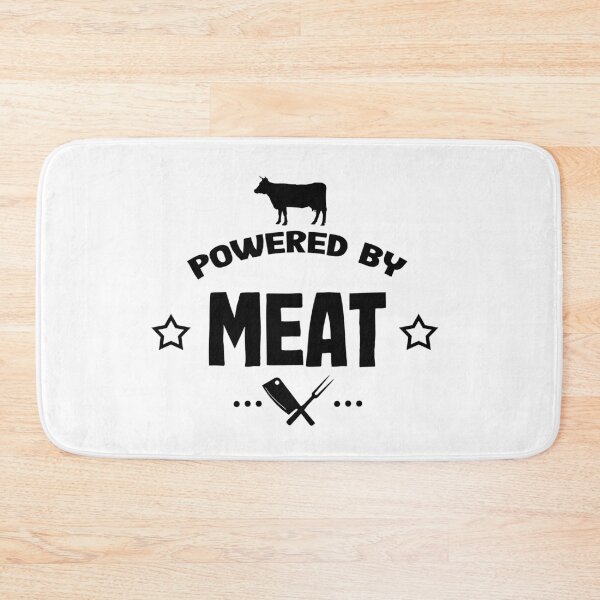 Item preview, Powered by meat black and white designed and sold by PurrfectCorner.