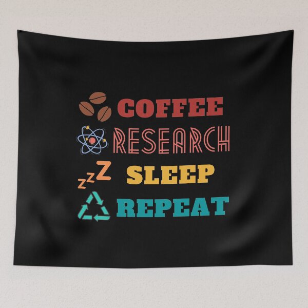 Item preview, Coffee research sleep repeat vintage sunset colors designed and sold by StarlightTales.