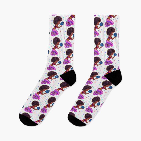 Item preview, Mermaid with blue tang fish and bubbles. Pretty black girl with Afro hair and dark brown skin designed and sold by Artonmytee.