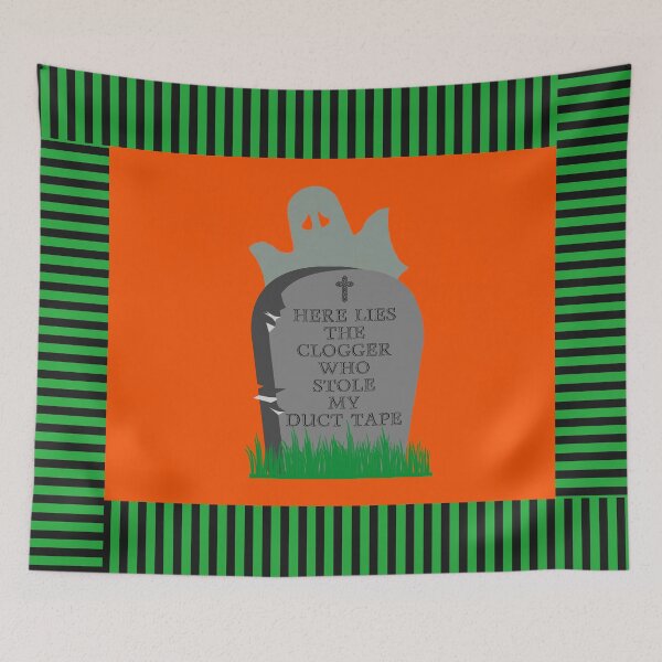 Item preview, Halloween clogger tombstone ghost duct tape orange designed and sold by GrammarDance.