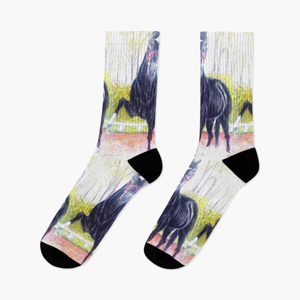 Item preview, Black horse playing painting designed and sold by horseaddicted.