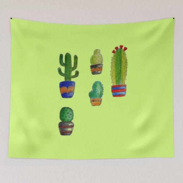Item preview, 5 pricky cactus in their pots designed and sold by JoAnnFineArt.