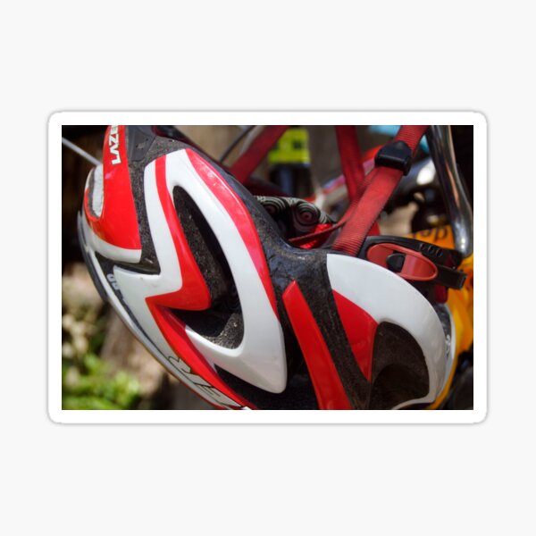 Cycling Helmet Resting by Adelaide Artist Avril Thomas at Magpie Springs Sticker