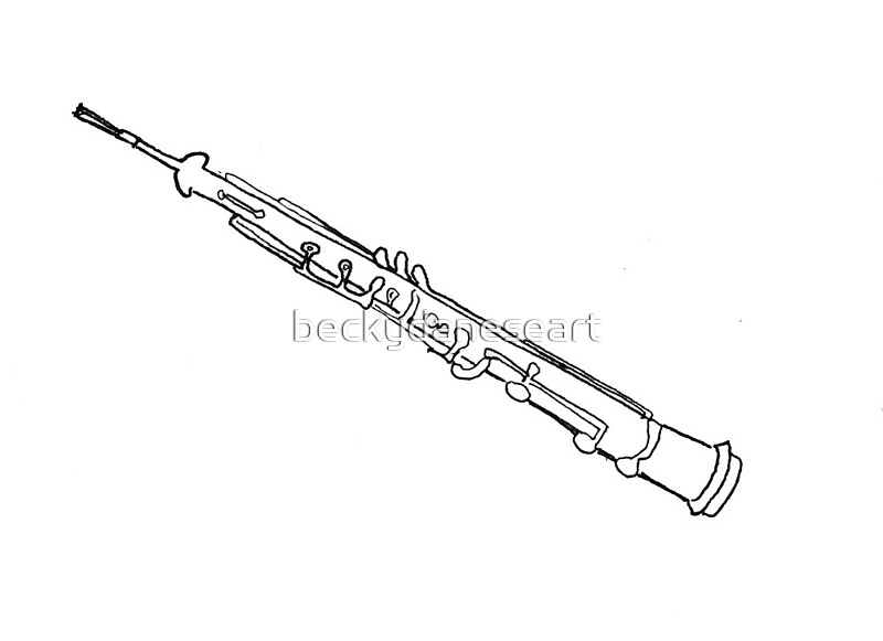 "Black and White simple Oboe" by beckydaneseart Redbubble