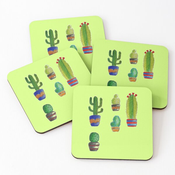 Item preview, 5 pricky cactus in their pots designed and sold by JoAnnFineArt.