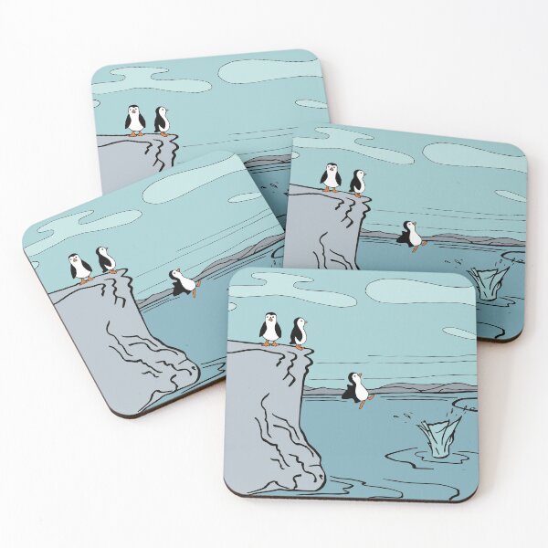 Item preview, Penguin Family Giving Cliff Diving a Try designed and sold by Otter-Grotto.
