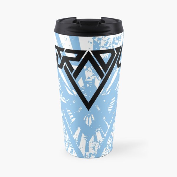 Astradica bandlogo with blue artwork Travel Mug