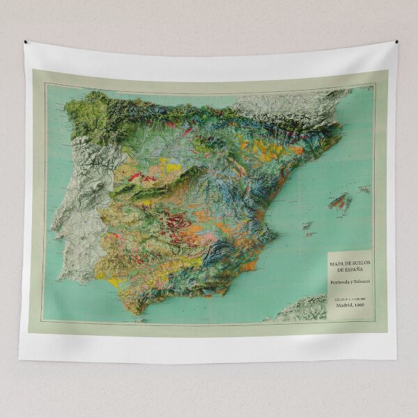 Item preview, 1966 Spain Relief Map 3D digitally-rendered designed and sold by ThinkAboutMaps.